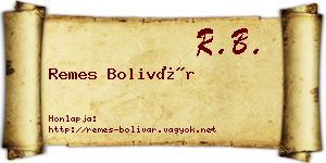 Remes Bolivár névjegykártya